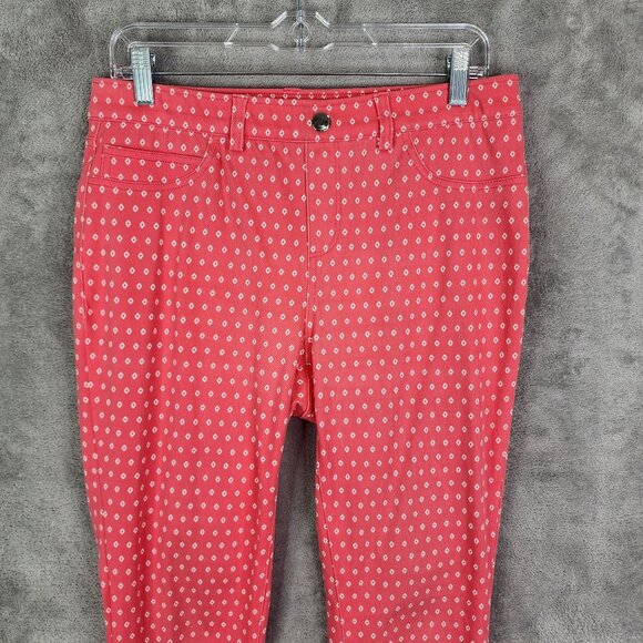 Women's Rafaella Comfort Red Diamond Print Pants Stretch Size 10 - Picture 4 of 13